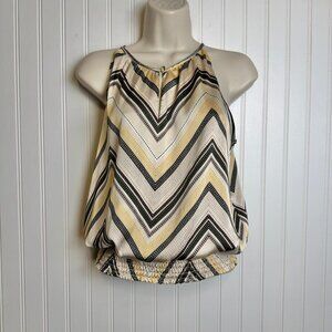 White House Black Market silky defined waist sleeveless blouse size 2 I2
